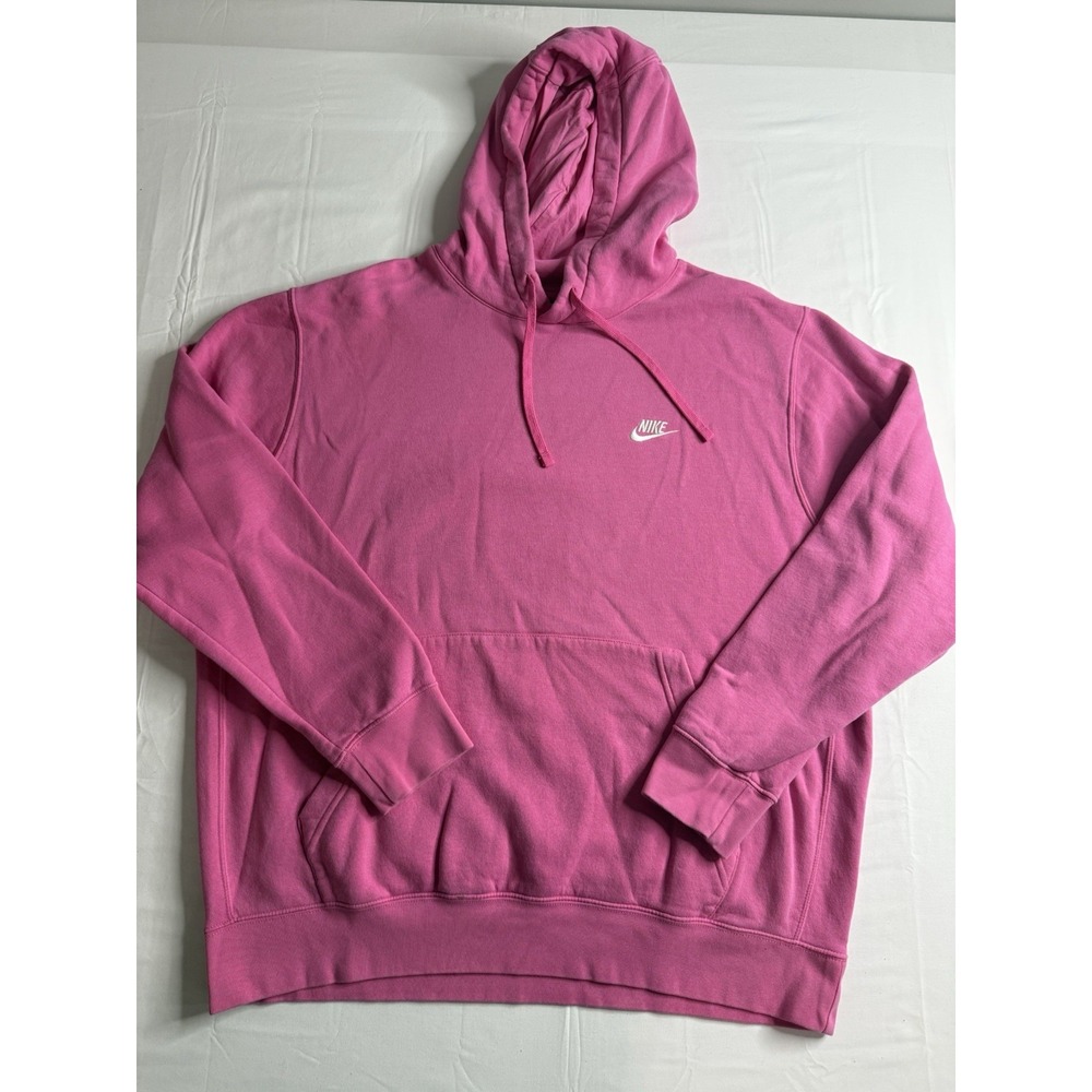 Nike Men's Pink Fleece Pullover Hoodie XL Logo Hooded Pockets Solid